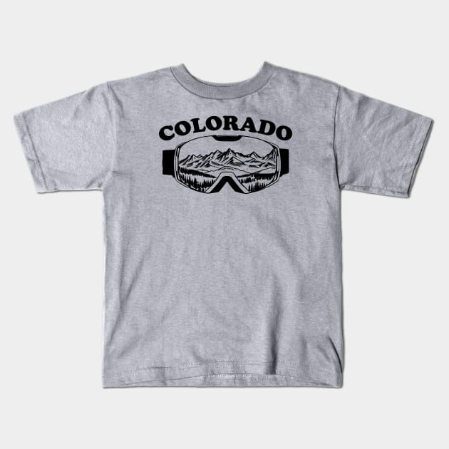 Colorado Ski Goggles Kids T-Shirt by Manzo Carey